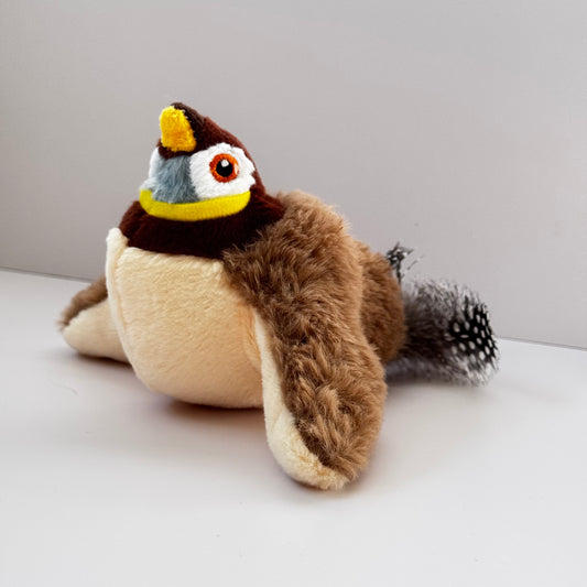 Fluffy Plush Cat Toy – Soft Squeaky Animal Buddy (Gray & Brown) 🧸