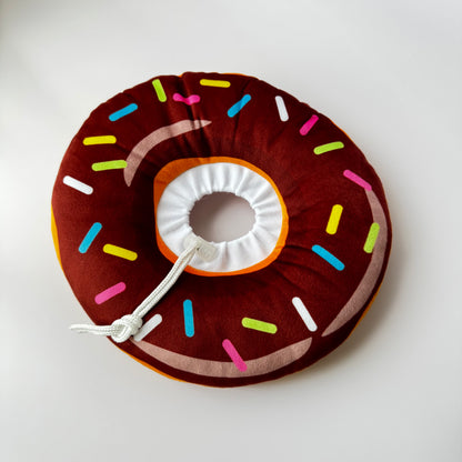 ✨ Soft Donut Pet Collar – Cute Recovery Cone (Pink, Blue & Brown) 🐾