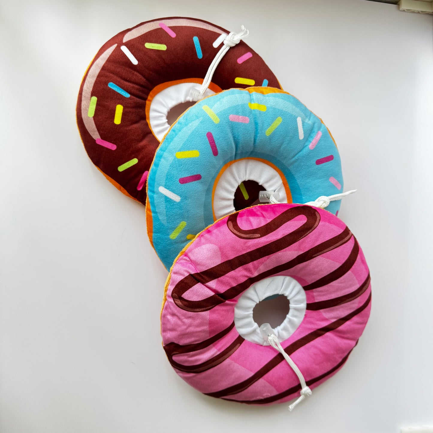 ✨ Soft Donut Pet Collar – Cute Recovery Cone (Pink, Blue & Brown) 🐾
