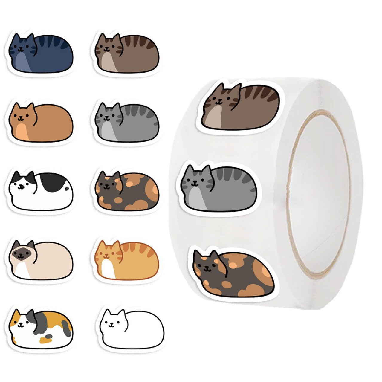 Loaf Cats Sticker Roll 🐱✨ — Colorful Kitty Collection
