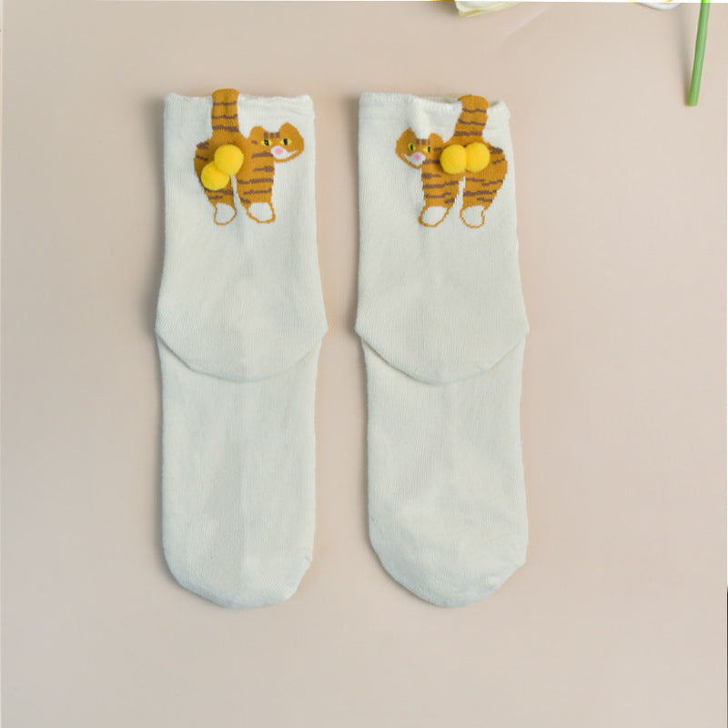 🐾 Peek-a-Tail Cat Socks – 3 Colors