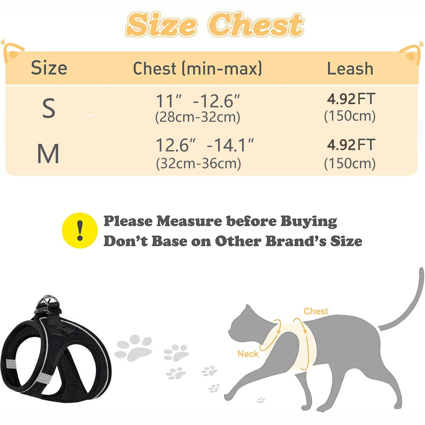 Adjustable Cat Harness & Leash Set – No-Pull, Soft & Breathable (S/M, 3 Colors) 🐾