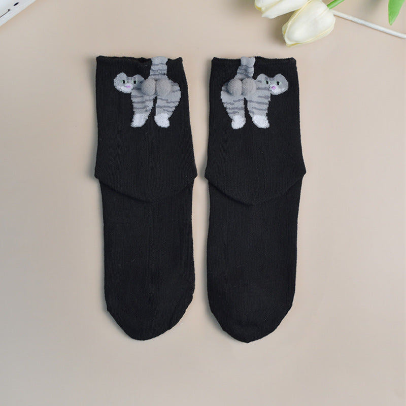 🐾 Peek-a-Tail Cat Socks – 3 Colors